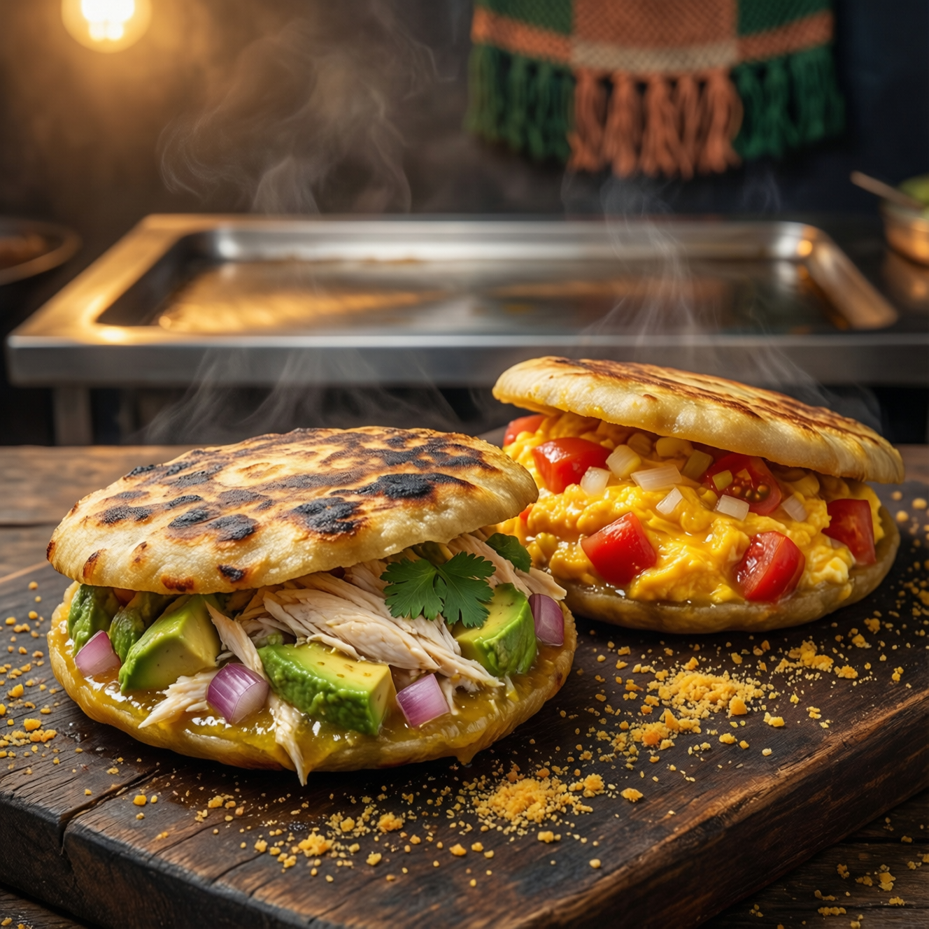 Venezolanische Arepas: knusprig außen, fluffig innen (mit Reina Pepiada & Perico)