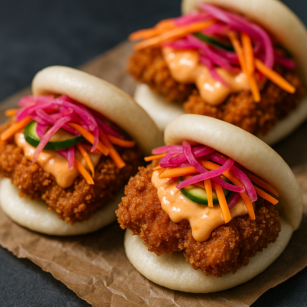 Bao Buns mit Crispy Chicken & Hoisin-Mayo