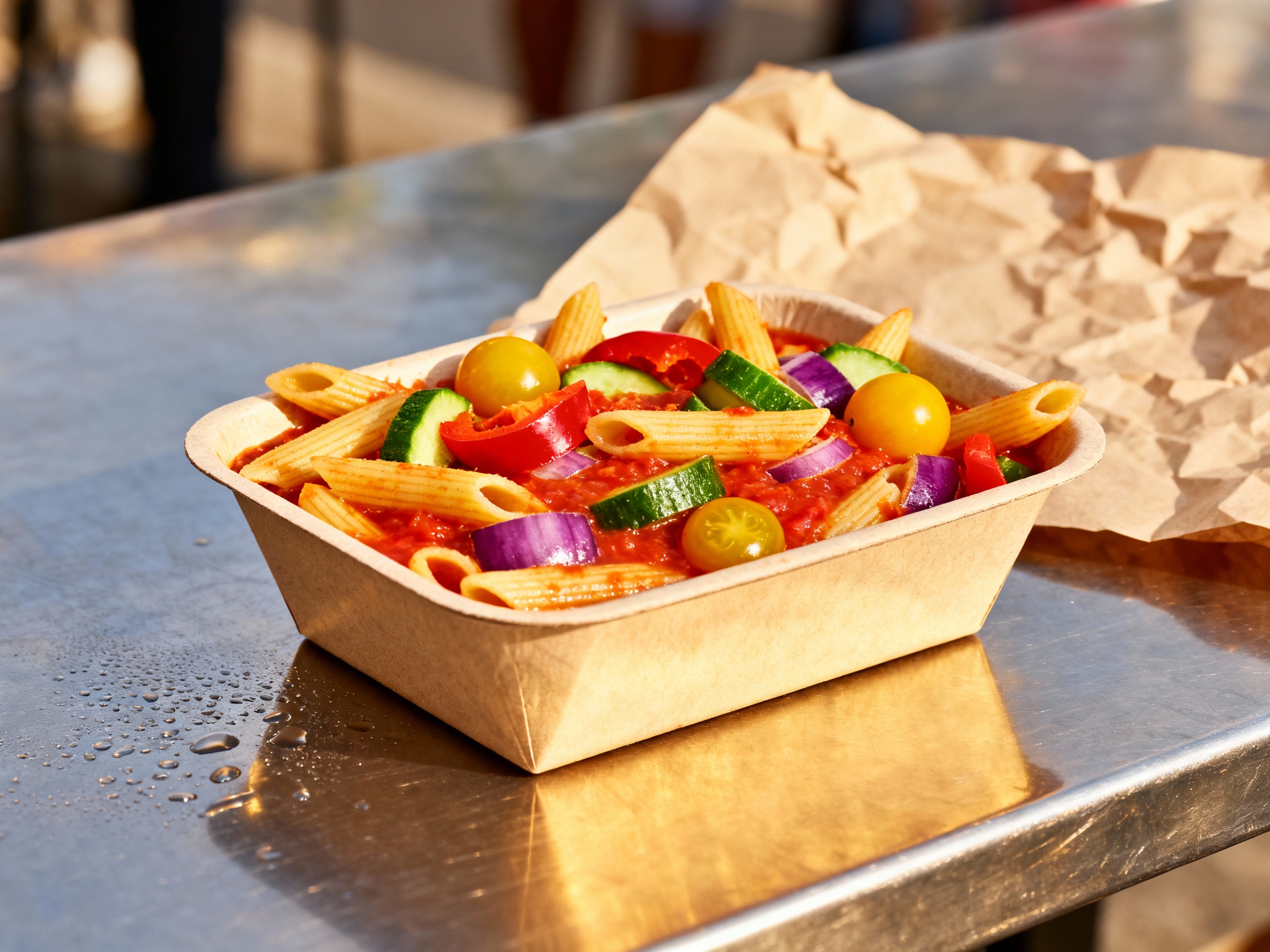 Mediterraner Nudelsalat mit Pesto-Vinaigrette