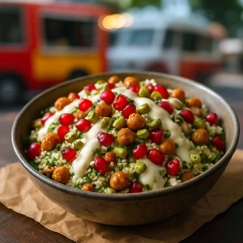Levantiner Couscous-Salat mit gerösteten Kichererbsen