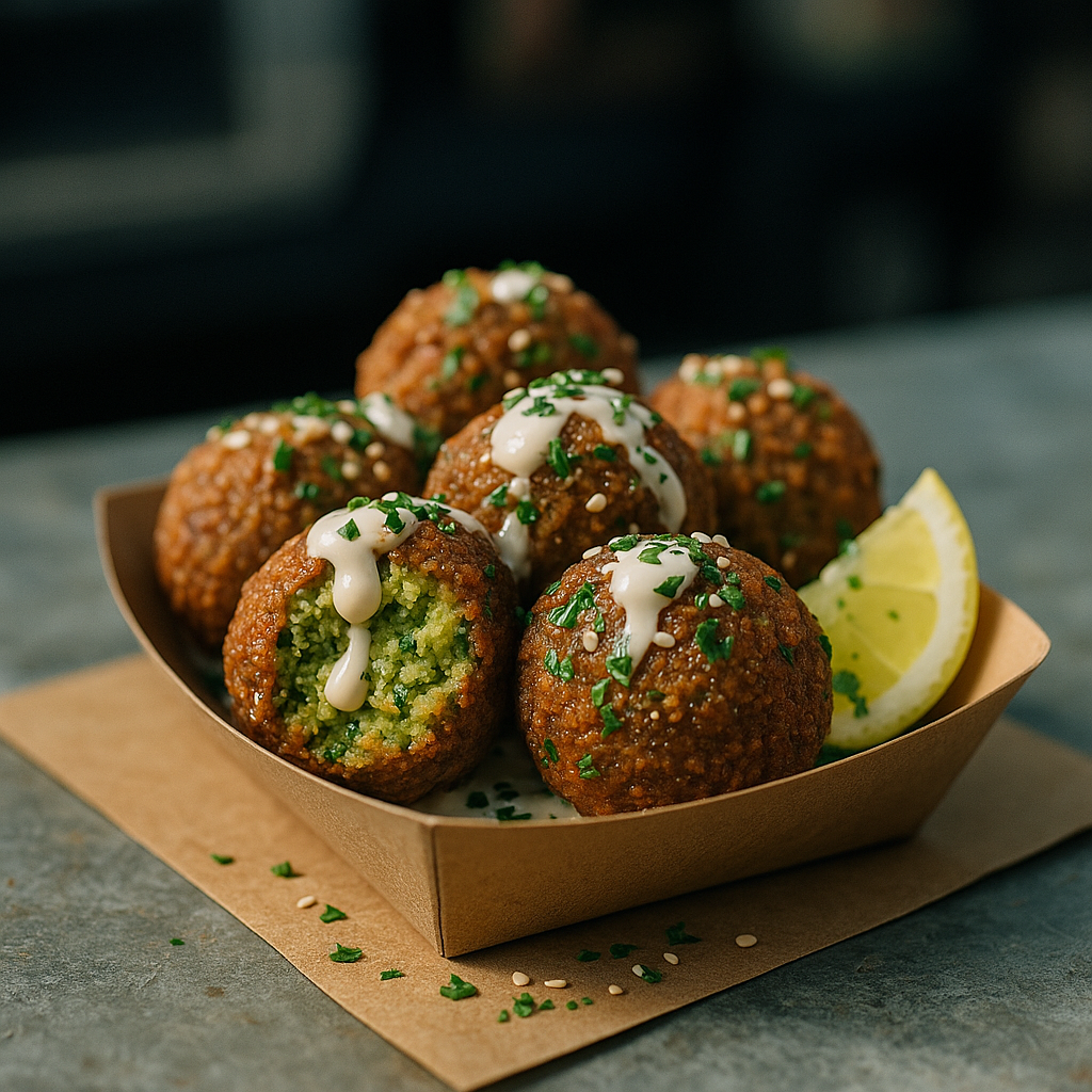 Authentische Falafel-Bällchen mit cremigem Tahini-Dip