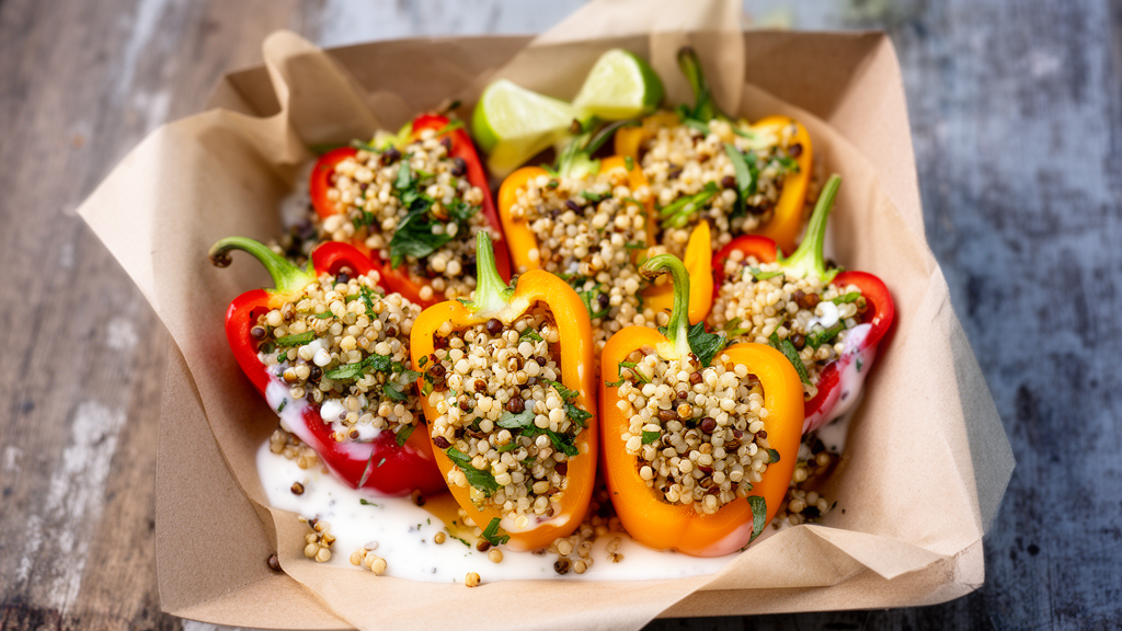 Gefüllte Mini-Paprika mit mediterraner Sorghum-Feta-Füllung
