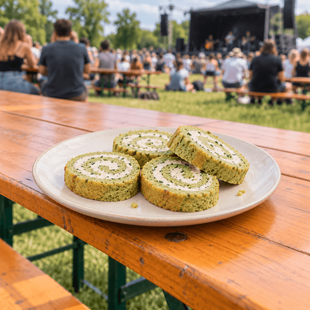 Herzhafte Biskuitrolle mit Kräutercreme