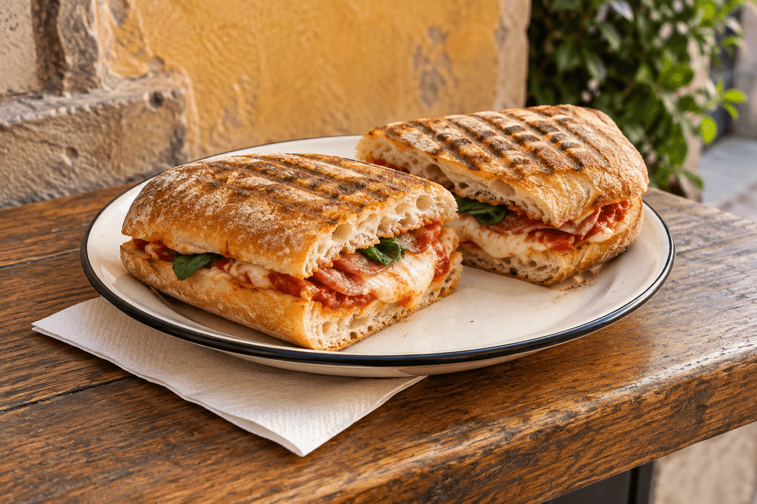 Pizza-Sub mit Mozzarella und Salami