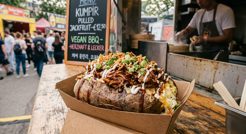 Veganes Pulled Jackfruit Kumpir