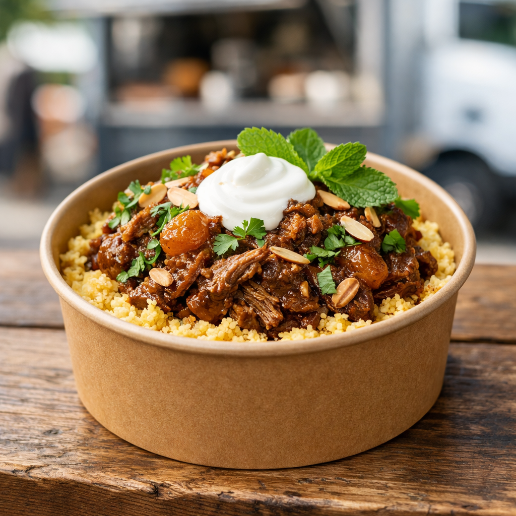 Ras el Hanout Lamm-Tagine mit Aprikosen & Safran-Couscous