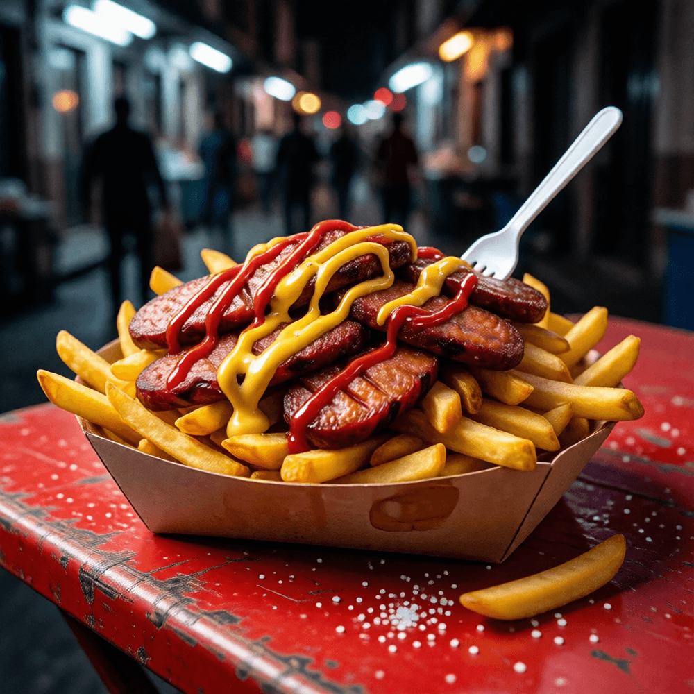 Salchipapas – peruanisches Streetfood mit Pommes, Würstchen & Ají-Mayo