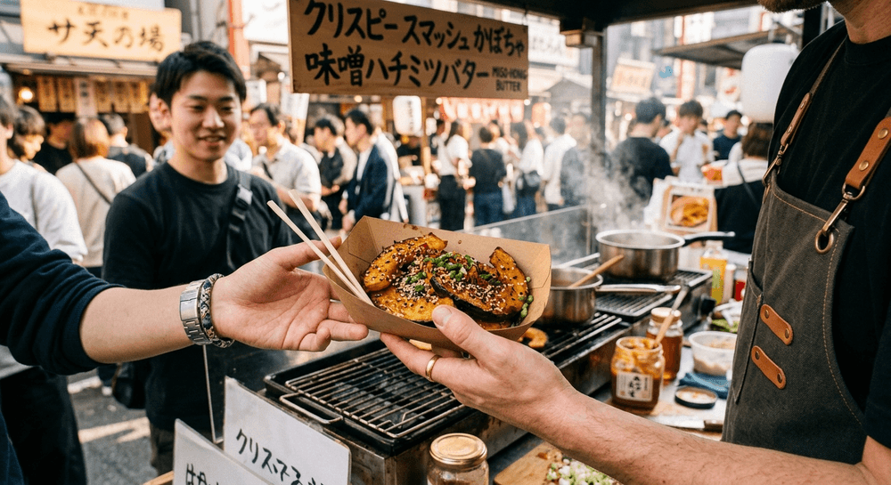Crispy Smashed Hokkaido mit Miso-Honig-Butter