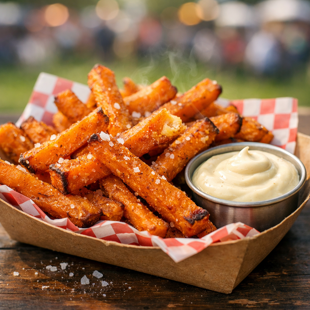 Süßkartoffel‑Pommes mit Miso‑Aioli (Vegetarisch)